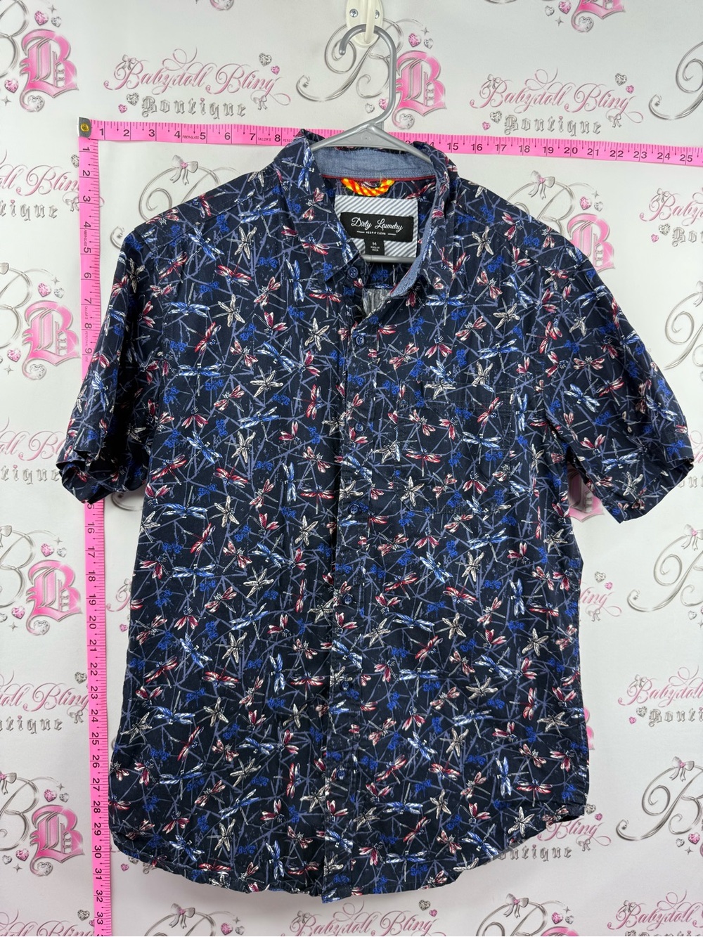 Dirty Laundry shirt Men's Navy Blue Floral Short-Sleeve Button-Up Shirt